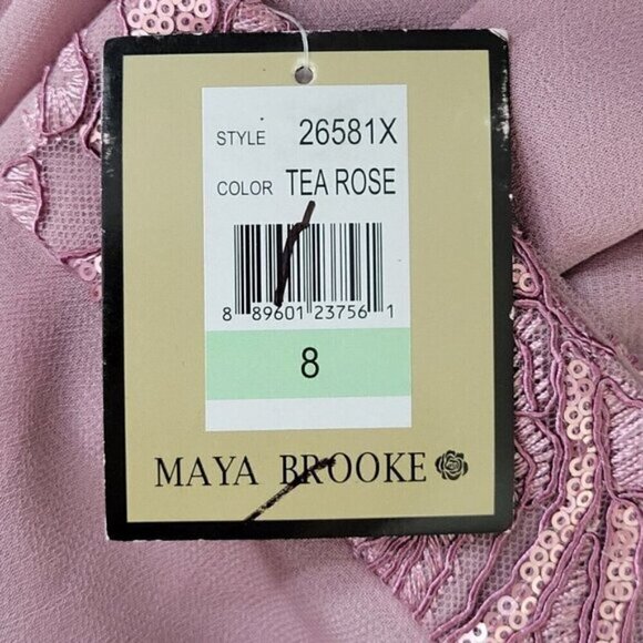 Maya Brooke Dress Jacket Size 8 Sequins Tea Rose Pink Lightweight Sheer Open - Picture 4 of 12